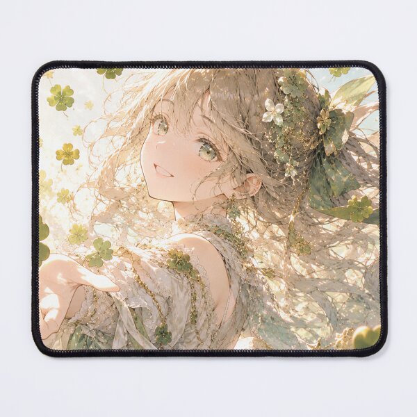 Item preview, Four Leaf Clover Lucky Girl Fantasy Anime Art designed and sold by Japan-kanji-ya.
