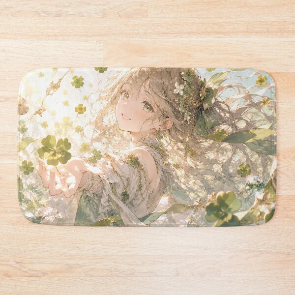 Item preview, Four Leaf Clover Lucky Girl Fantasy Anime Art designed and sold by Japan-kanji-ya.