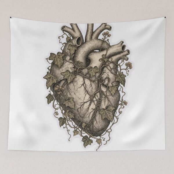 Item preview, Antique Anatomical Heart Wrapped in Ivy | Gothic Natural History Sepia designed and sold by StickyGuys.