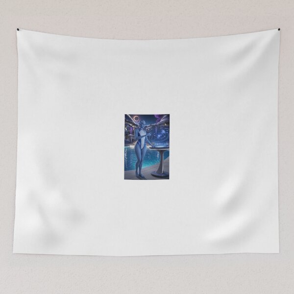Item preview, Blue Alien Woman Interacting With Hologram designed and sold by CathryneDelamort.
