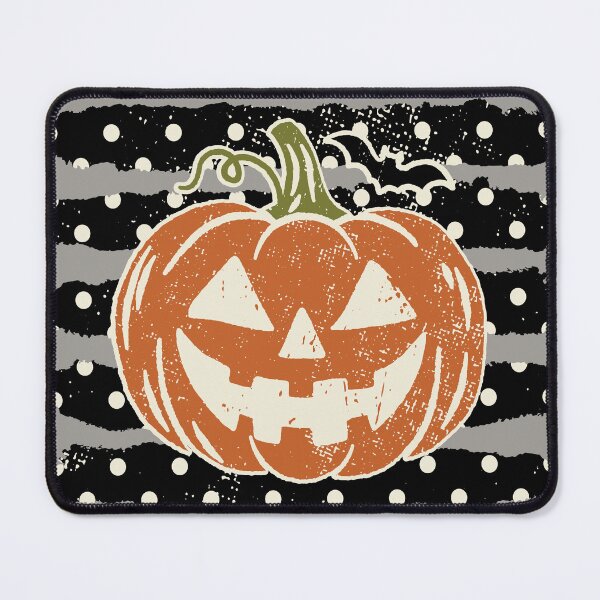Item preview, Vintage Distressed Halloween Jack O Lantern Pumpkin Polka Dot Stripes designed and sold by RinrinDesigns.