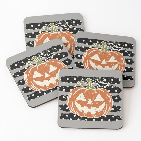 Item preview, Vintage Distressed Halloween Jack O Lantern Pumpkin Polka Dot Stripes designed and sold by RinrinDesigns.