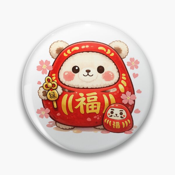 Item preview, Cute Lucky Daruma Bear | Kawaii Japanese Good Luck Sticker designed and sold by TinyNook.
