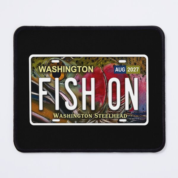 Item preview, Fish On Washington Steelhead License Plate Sticker | Fly Fishing Sticker for Anglers designed and sold by Swanny's Custom T-shirt and Gift Designs.