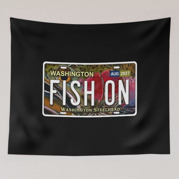 Item preview, Fish On Washington Steelhead License Plate Sticker | Fly Fishing Sticker for Anglers designed and sold by Swanny's Custom T-shirt and Gift Designs.