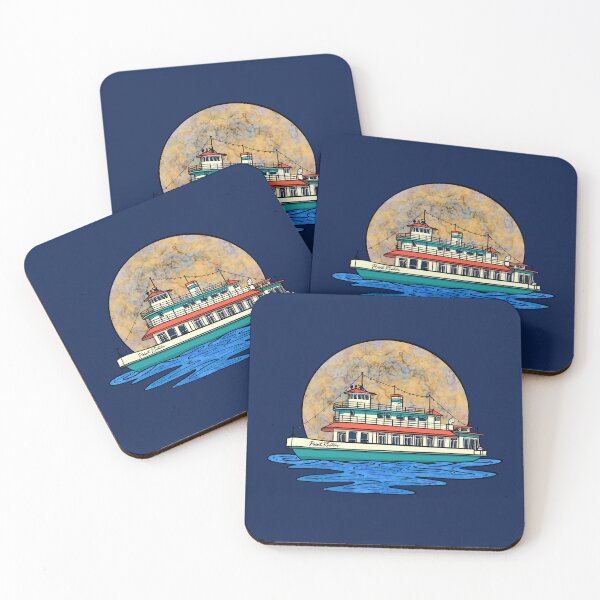 Item preview, Point Ruston Ferry Boat Full Moon Night Tacoma Washington Art designed and sold by Urban Muse And Sultry Hues.