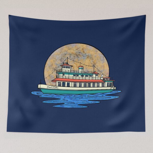 Item preview, Point Ruston Ferry Boat Full Moon Night Tacoma Washington Art designed and sold by Urban Muse And Sultry Hues.