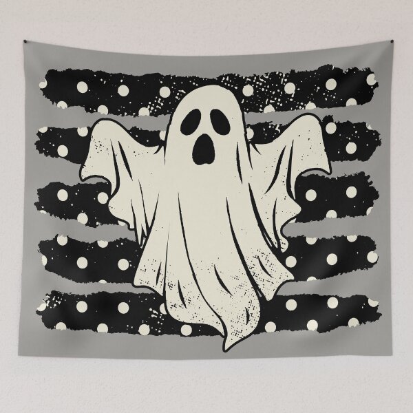 Item preview, Vintage Distressed Halloween Spooky Ghost Polka Dot Stripes designed and sold by RinrinDesigns.