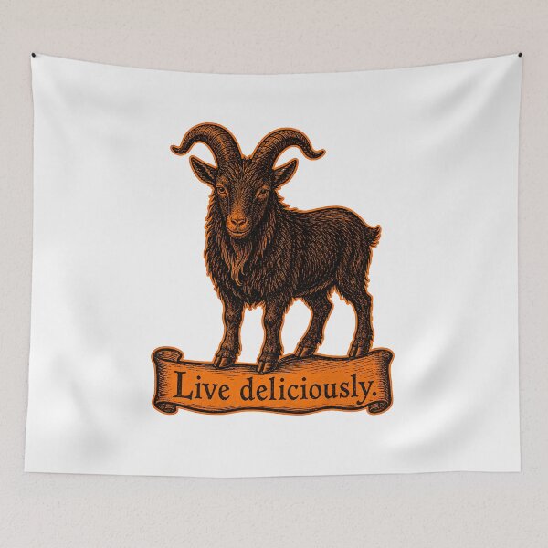 Item preview, Live Deliciously Vintage Black Goat Occult Folk Prints designed and sold by PinUpPizzazz.