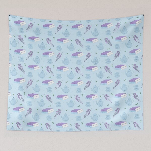 Item preview, Books and Tea Floral Pattern designed and sold by SketchNScribbleShop.