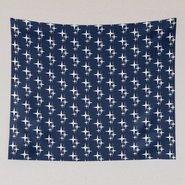 Item preview, Atomic Mid Century Modern Stars and Lines in Nautical Navy Blue and White designed and sold by kierkegaard.