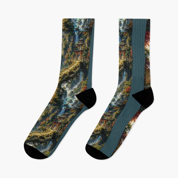Item preview, The Bridge of the Sacred Roots – Japanese Fantasy Ukiyo-e Landscape designed and sold by Substance_life.
