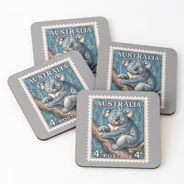Item preview, Vintage Australian Koala Postage Stamp – Retro Engraved Wildlife Art designed and sold by retrographics.