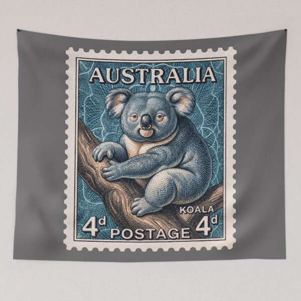 Item preview, Vintage Australian Koala Postage Stamp – Retro Engraved Wildlife Art designed and sold by retrographics.