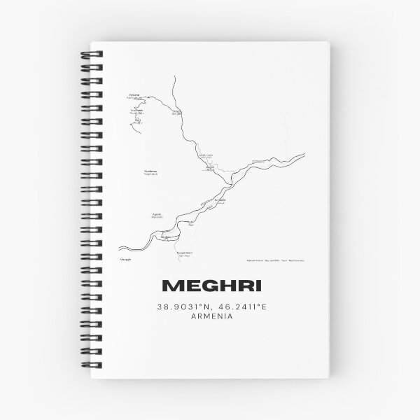 Item preview, Meghri Armenia Minimalist City Map with Coordinates | Black and White Street Map Art Print designed and sold by RM-Journey.