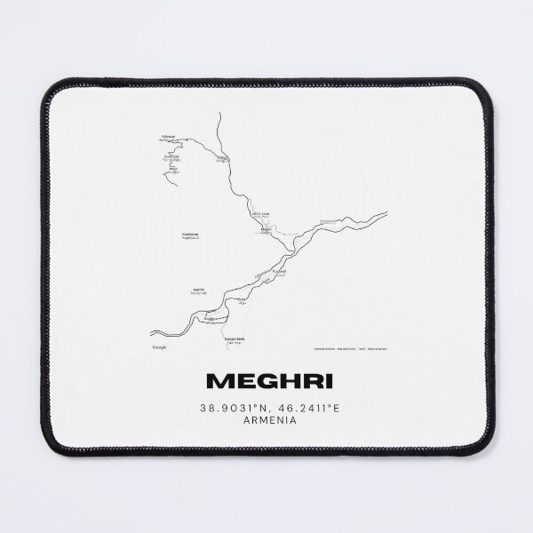 Item preview, Meghri Armenia Minimalist City Map with Coordinates | Black and White Street Map Art Print designed and sold by RM-Journey.