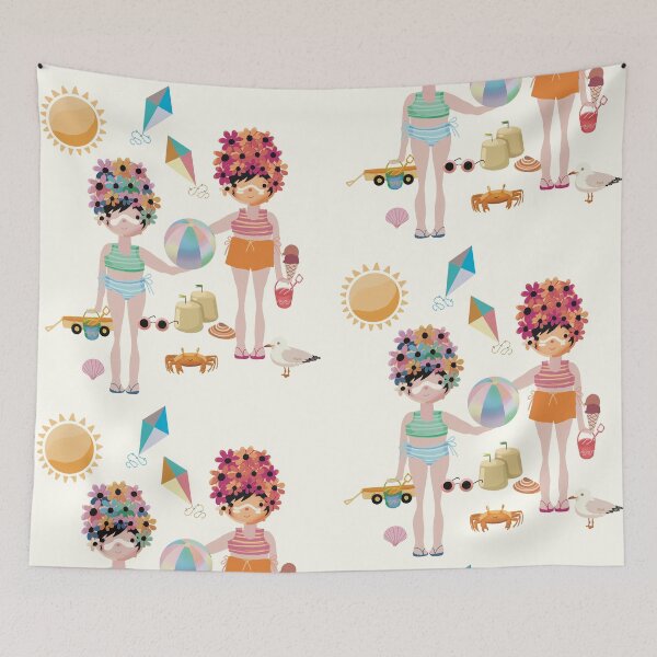 Item preview, Whimsical Vintage Beach Girls Summer Memories designed and sold by Karin Taylor.