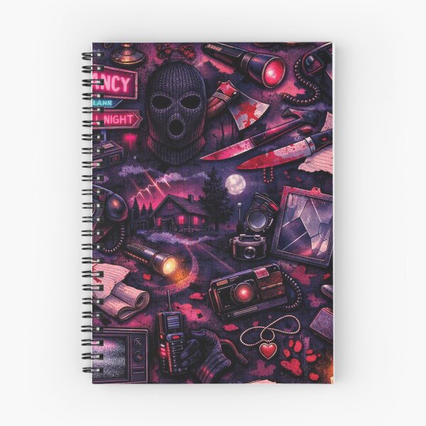 Item preview, Neon Nightmare – Retro 80s Slasher Tropes Pattern designed and sold by Shadowframe Studios.