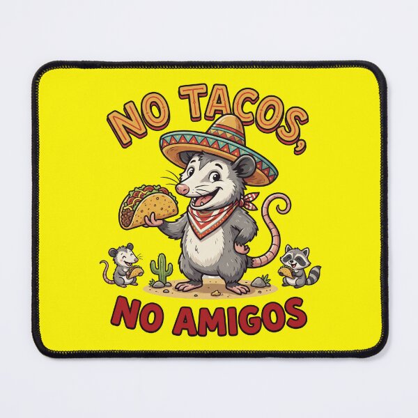 Item preview, No Tacos, No Amigos Funny Possum Cinco de Mayo Taco Cartoon designed and sold by LOVEARTDESIGN.