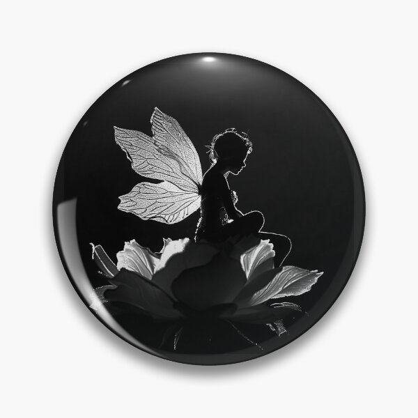 Item preview, Fairy Sitting on a Flower Monochrome Fantasy Silhouette designed and sold by inkoutninja.