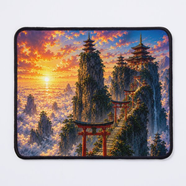 Item preview, The Stairway Above the Clouds – Japanese Fantasy Temple Ukiyo-e Art designed and sold by Substance_life.
