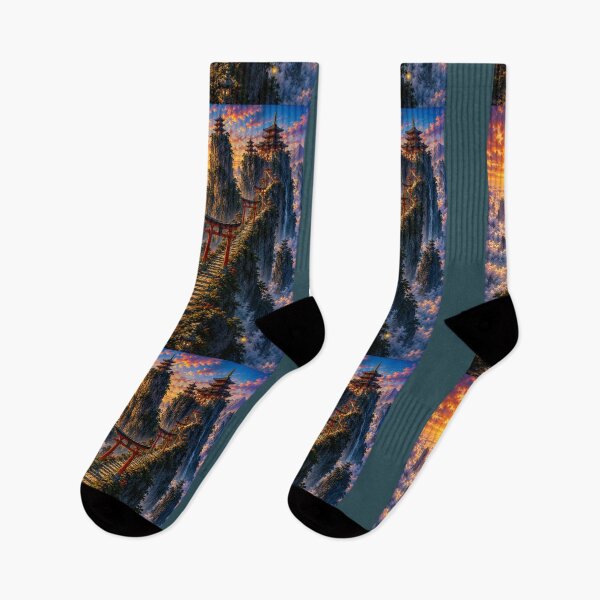 Item preview, The Stairway Above the Clouds – Japanese Fantasy Temple Ukiyo-e Art designed and sold by Substance_life.