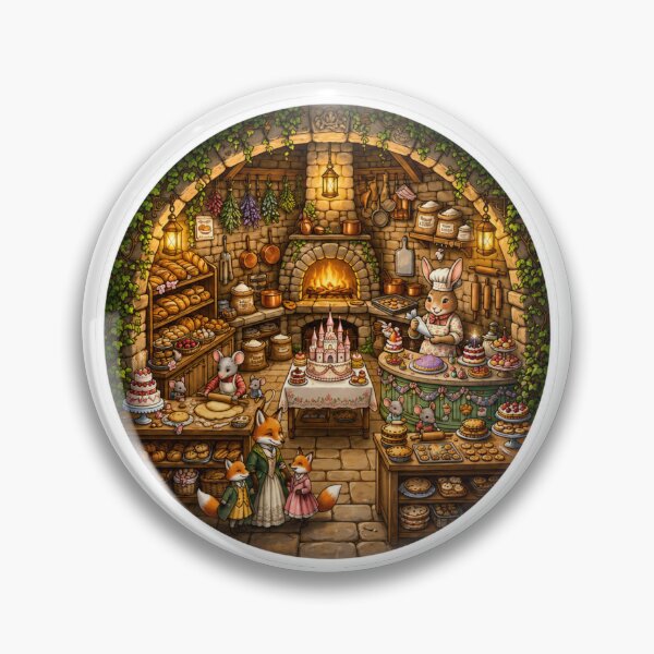 Item preview, The Hearthstone Bakery | Cozy Woodland Bakery | Whimsical Forest Patisserie | Cottagecore Animal Bakers | Storybook Bakery | Fantasy Kitchen Art designed and sold by MrDev.