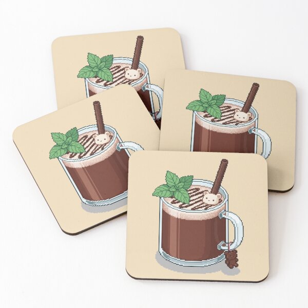Item preview, Pixel Art Chocolate Mint Drink with Tiny Bear Sticker designed and sold by CaseDiary.