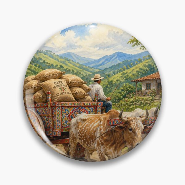 Item preview, Traditional Costa Rica Oxcart 1920s Retro Art designed and sold by TicoInk.
