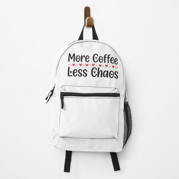 Item preview, More Coffee Less Chaos Cute Hearts Typography Sticker designed and sold by Amituniqdesign .
