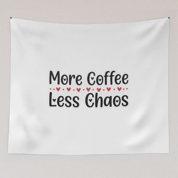 Item preview, More Coffee Less Chaos Cute Hearts Typography Sticker designed and sold by Amituniqdesign .