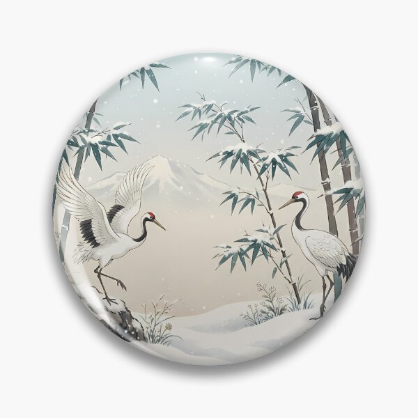 Item preview, Korean Folk Art Winter: White Cranes and Snowy Bamboo Forest - Traditional Oriental Aesthetic designed and sold by SOOstudio73.