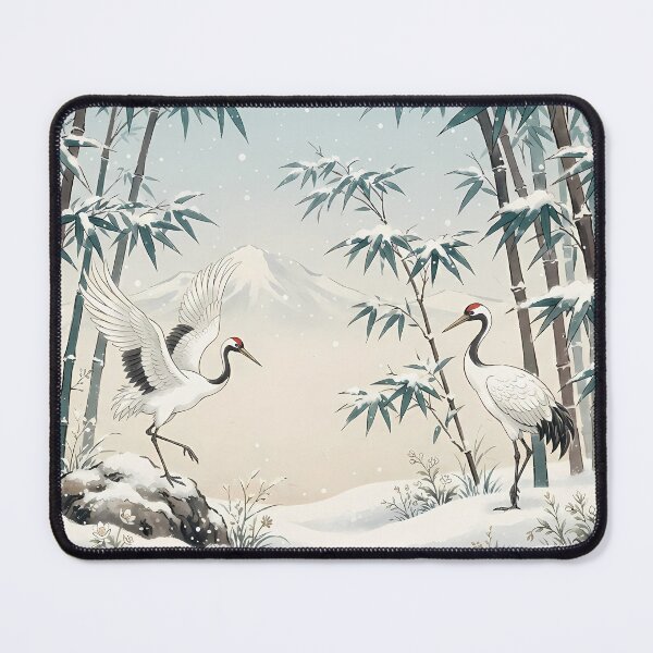 Item preview, Korean Folk Art Winter: White Cranes and Snowy Bamboo Forest - Traditional Oriental Aesthetic designed and sold by SOOstudio73.