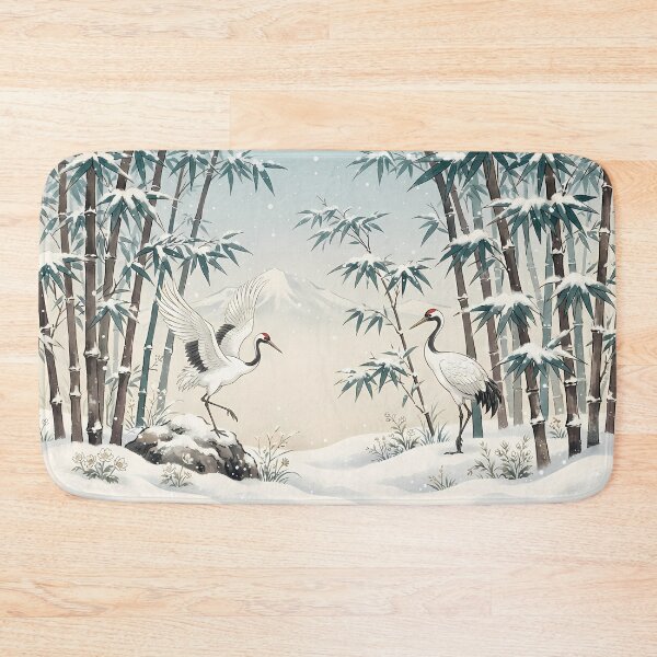 Item preview, Korean Folk Art Winter: White Cranes and Snowy Bamboo Forest - Traditional Oriental Aesthetic designed and sold by SOOstudio73.