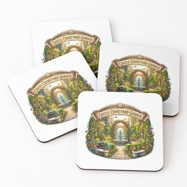 Item preview, Castle Courtyard Garden | Enchanted Castle Garden | Fantasy Courtyard | Medieval Garden | Woodland Animals | Cottagecore Fantasy Art designed and sold by MrDev.