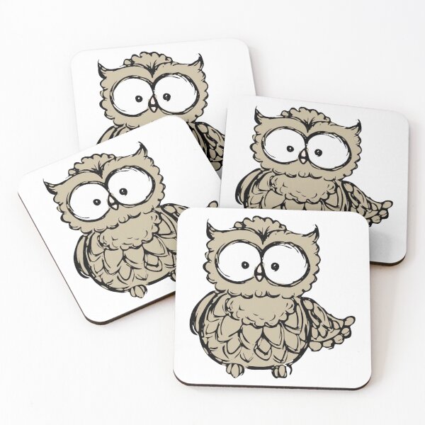 Item preview, Cute Hand Drawn Owl Brown Plaid Plume Bird  designed and sold by Naumdesign.