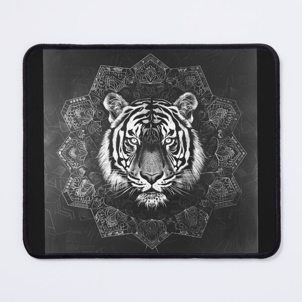 Item preview, Bengal Tiger Mandala Monochrome Sacred Geometry Wildlife Art designed and sold by inkoutninja.