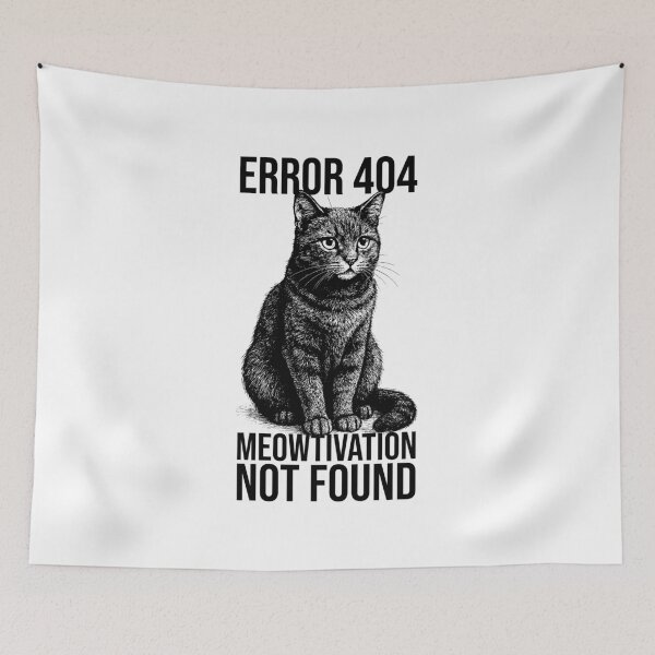 Item preview, Error 404 Meowtivation Not Found | Funny Cat Meme Design designed and sold by xndrlab.