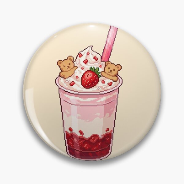 Item preview, Pixel Art Strawberry Milkshake with Bear Cookies designed and sold by CaseDiary.