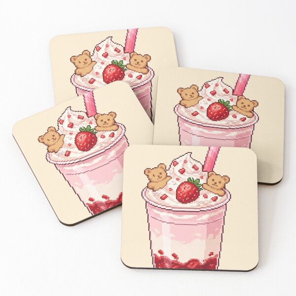 Item preview, Pixel Art Strawberry Milkshake with Bear Cookies designed and sold by CaseDiary.
