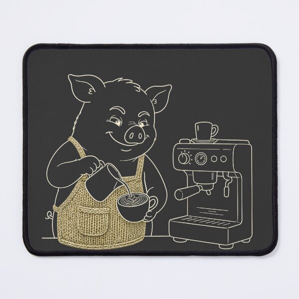 Item preview, Pig Barista Making Latte Art designed and sold by knitcorner26.