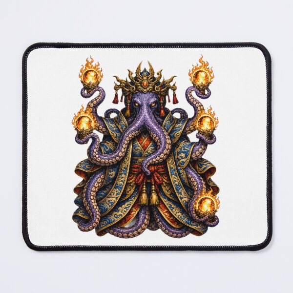 Item preview, Celestial Octopus Emperor | Mythical Sea Deity | Japanese Fantasy | Eldritch Yokai | Tentacle Sorcerer | Dark Fantasy Art designed and sold by MrDev.