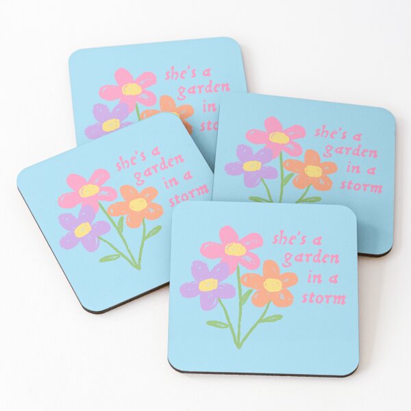 Item preview, She's a Garden in a Storm — Pastel Crayon Flowers Poetic Quote | Resilience Gift, Soft Aesthetic Sticker designed and sold by ArtofDari.