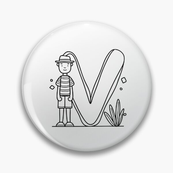 Item preview, An illustration showing the letter V beside a vacationer designed and sold by rasagamastore.