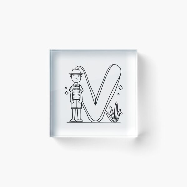 Item preview, An illustration showing the letter V beside a vacationer designed and sold by rasagamastore.