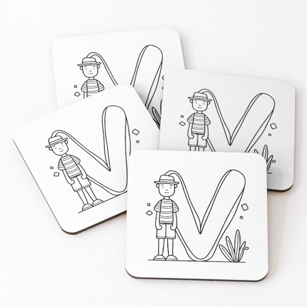 Item preview, An illustration showing the letter V beside a vacationer designed and sold by rasagamastore.