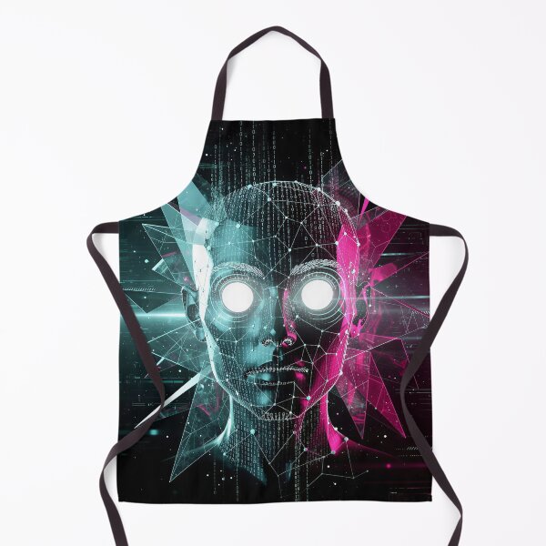 Item preview, Cyberpunk AI Cyborg Face Neon Glitch Synthwave Aesthetic designed and sold by RAMIX-Y2K.
