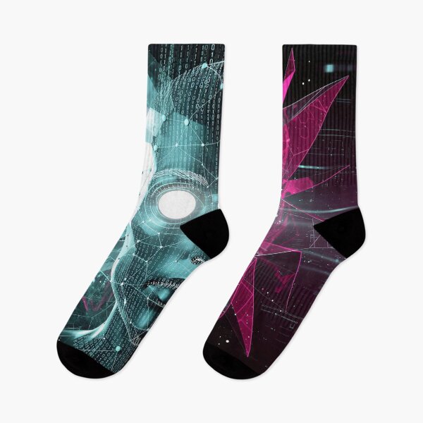 Item preview, Cyberpunk AI Cyborg Face Neon Glitch Synthwave Aesthetic designed and sold by RAMIX-Y2K.
