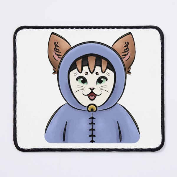Item preview, Cute cosplay cat wearing a hoodie with big green eyes smiling designed and sold by 68MadagascarZoo.