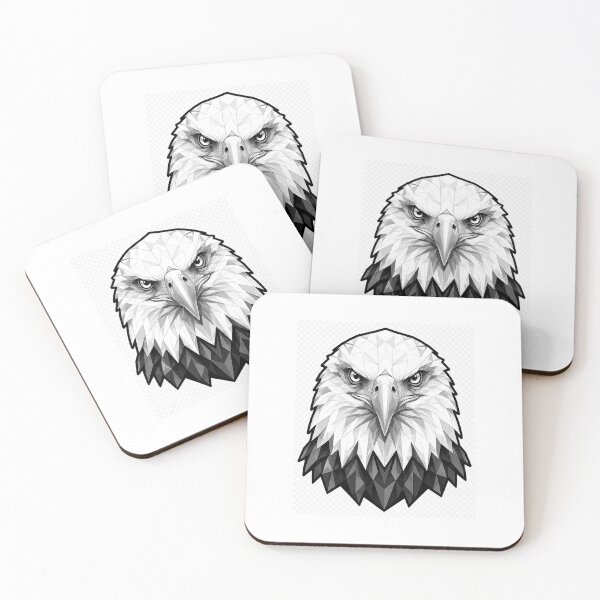 Item preview, Geometric Bald Eagle Head | Low Poly Wildlife Vector | Black & White Eagle Sticker designed and sold by DesertInkArt.